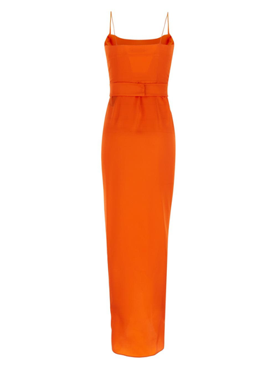 Shop Alessandra Rich Evening Dress In Orange