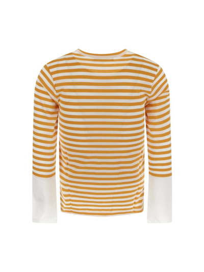 Shop Comme Des Garçons Play Striped Long Sleeve T-shirt In White