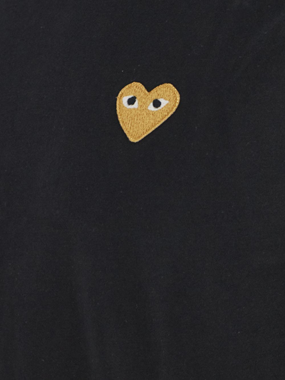 Shop Comme Des Garçons Play Heart Embroidered T-shirt In Black