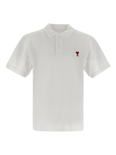 Shop Ami Alexandre Mattiussi Logo Embroidery Polo In White