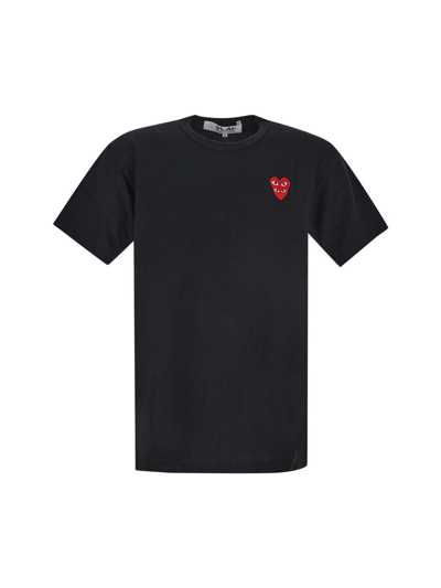 Shop Comme Des Garçons Play Overlapping Heart T-shirt In Black