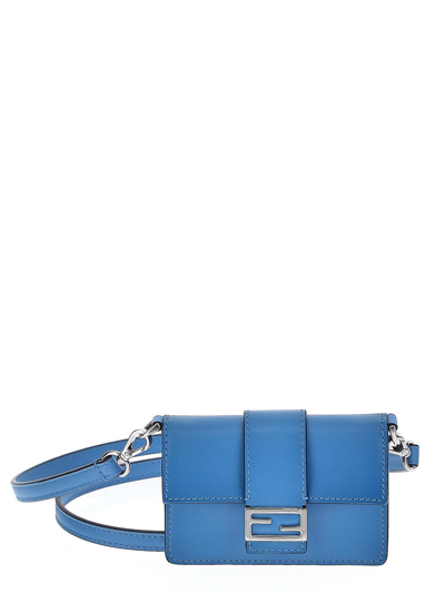 Shop Fendi Micro Flat Baguette In Blue