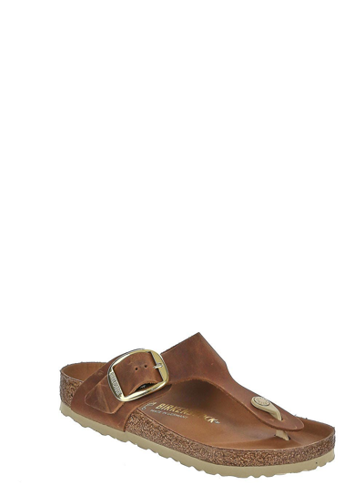 Shop Birkenstock Gizeh Buckle Sandal In Brown