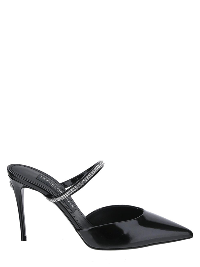 Shop Dolce & Gabbana Crystal-embellished Mules In Black