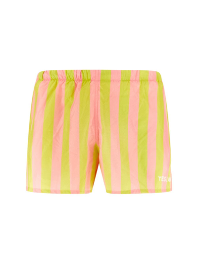 Shop Yes I Am Striped Beach Shorts In Multicolor