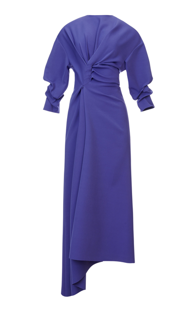 Shop A.w.a.k.e. Draped Asymmetric Midi Dress In Purple