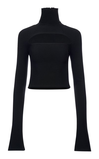 Shop A.w.a.k.e. Cutout Turtleneck Top In Black