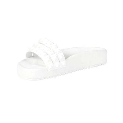 Shop Carmen Sol Franco 3 Strap Slides In White