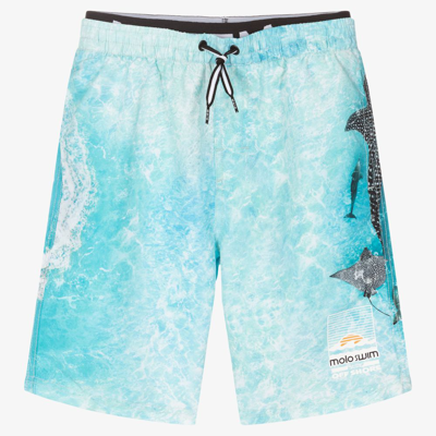 Shop Molo Boys Teen Swim Shorts (upf 50+) In Blue