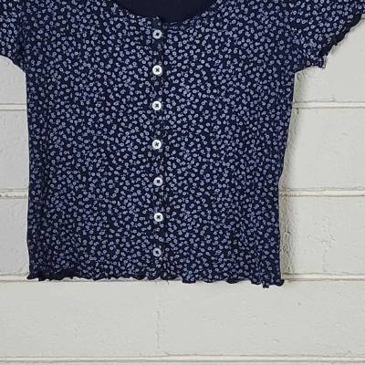 Pre-owned Brandy Melville Blue Floral Top One Size