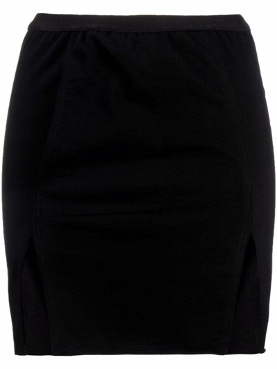 Shop Rick Owens Black Side Slit Mini Skirt In Nero
