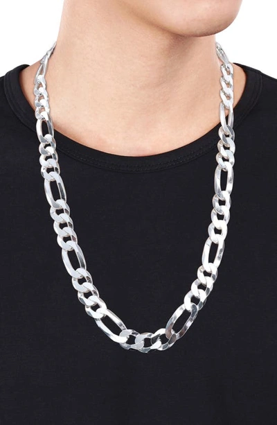 Shop Delmar Sterling Silver Flat Figaro Chain Necklace In White