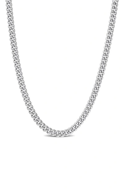 Shop Delmar Sterling Silver Curb Chain Link Necklace In White