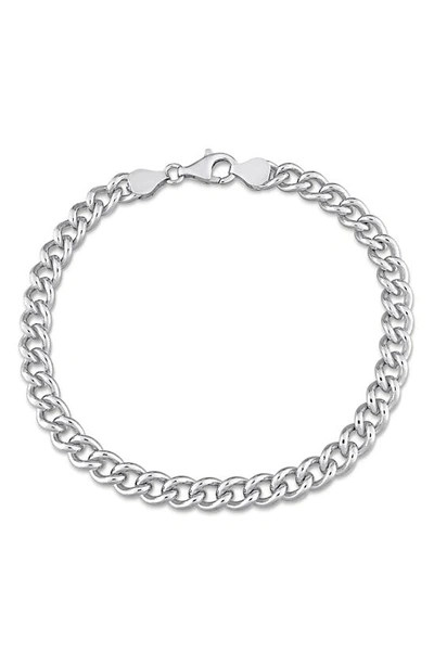 Shop Delmar Sterling Silver Curb Link Chain Bracelet In White