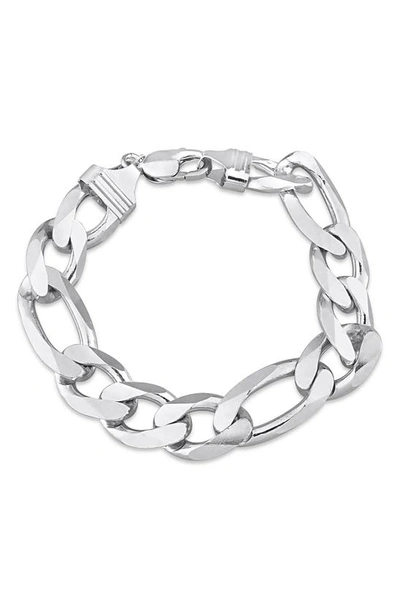 Shop Delmar Sterling Silver Figaro Chain Bracelet In White