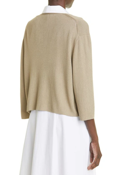 Shop Lafayette 148 Open Front Crop Cardigan In Green Clay