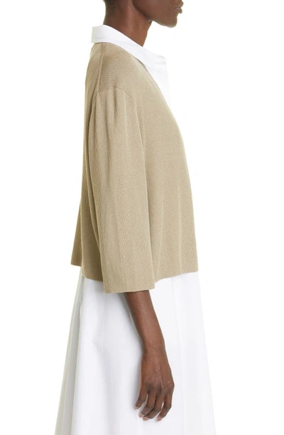 Shop Lafayette 148 Open Front Crop Cardigan In Green Clay