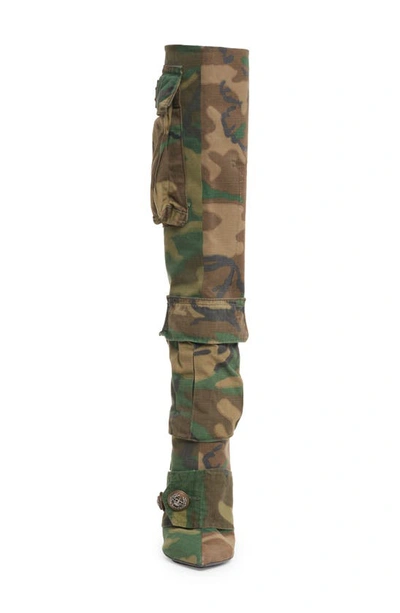 Shop Dolce & Gabbana Cardinale Patchwork Camo Over The Knee Boot In Multicolor