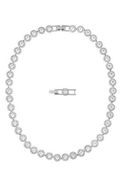 Swarovski Rhodium-plated Crystal All-around Necklace In White