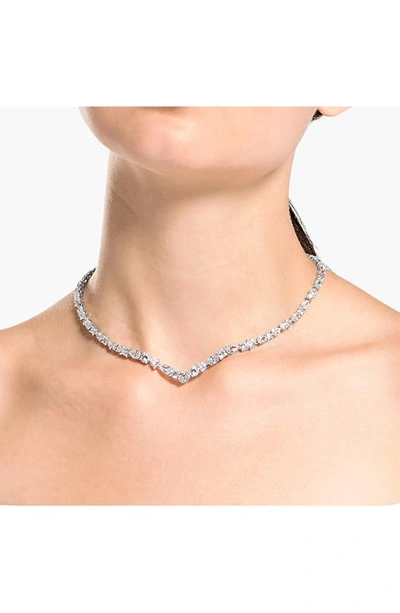 Swarovski Deluxe Crystal V Tennis Necklace In White/silver | ModeSens