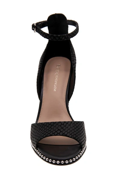 Bcbgeneration Jessika Snake Embossed Ankle Strap Sandal In Black Breach Leather