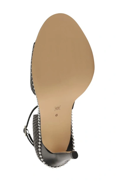 Bcbgeneration Jessika Snake Embossed Ankle Strap Sandal In Black Breach Leather