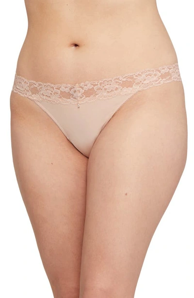Shop Montelle Intimates Lace Thong In Champagne