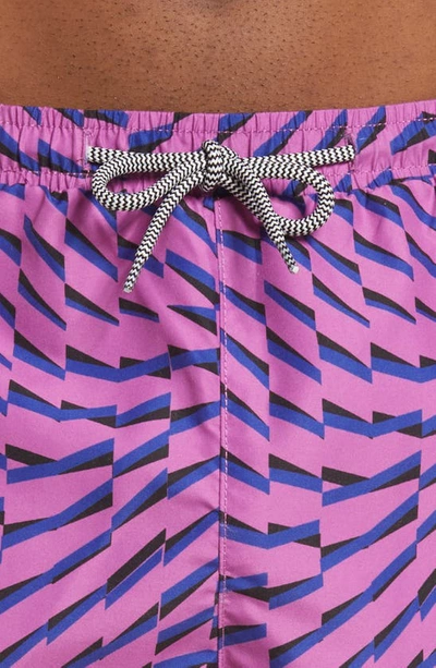 Shop Open Edit Recycled Volley Swim Trunks In Pink Rosebud Warped Geo