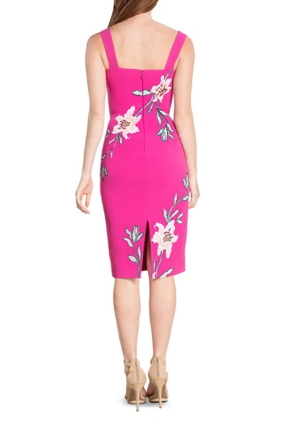Shop Dress The Population Nicole Floral Sweetheart Neck Cocktail Dress In Bright Fuch M