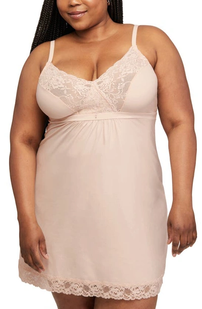 Shop Montelle Intimates Lace Bust Support Chemise In Champagne