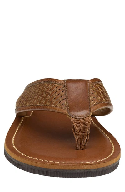 Shop Johnston & Murphy Norris Laser-weave Flip Flop In Tan Full Grain