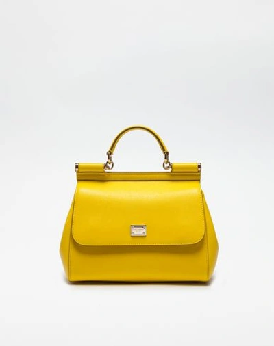 Shop Dolce & Gabbana Medium Sicily Handbag In Dauphine Leather In Yellow