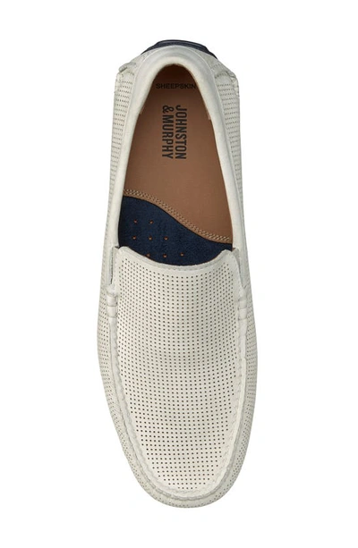 Shop Johnston & Murphy Cort Venetian Loafer In Off-white Perforated Nubuck