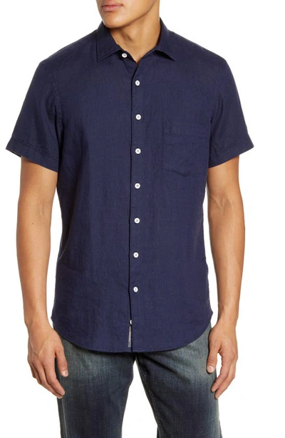 Shop Rodd & Gunn Regular Fit Ellerslie Linen Shirt In Midnight