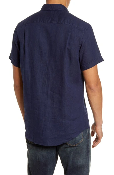 Shop Rodd & Gunn Regular Fit Ellerslie Linen Shirt In Midnight