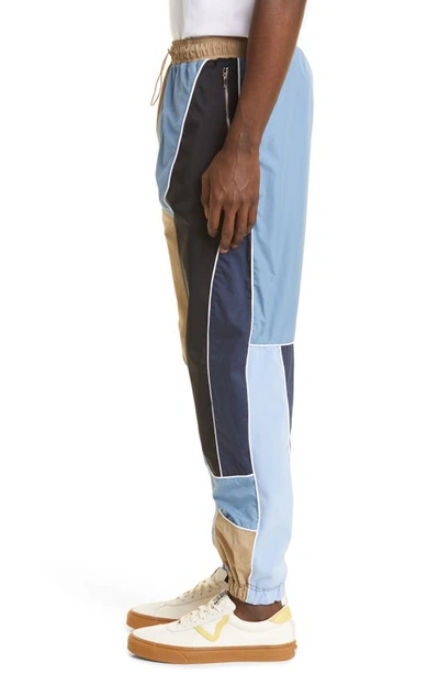 Shop Ahluwalia Marcel Colorblock Track Pants In Beige/ Blue/ Navy