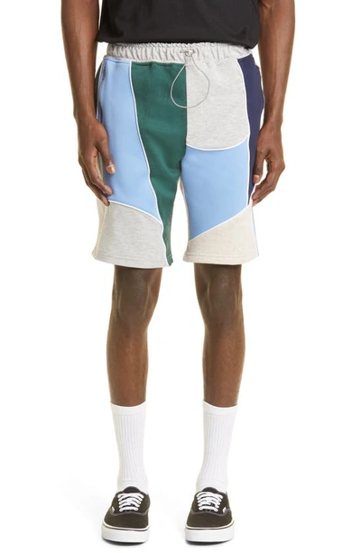 Shop Ahluwalia Marcel Shorts In Beige/ Grey/ Blue/ Green