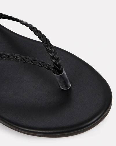 Shop Ancient Greek Sandals Plage Braided Leather Ankle Wrap Sandals In Black