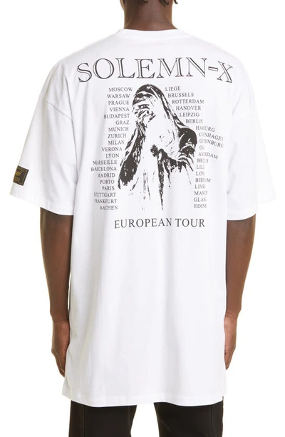 Shop Raf Simons Oversize Solemn-x Graphic Tee In White