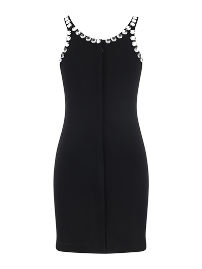 Shop Dolce & Gabbana Short Jersey Dress With Crystal-embellished Dg Detailing In Black