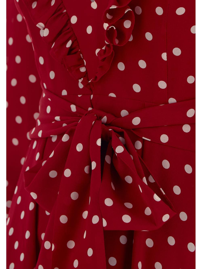Shop Alessandra Rich Polka Dot Print Dress In Red