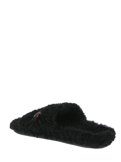 Shop Balenciaga Cities Paris Furry Slide Sandal In Black