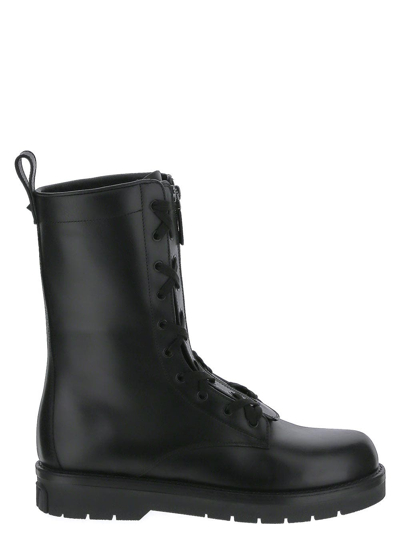 Shop Valentino Black Combat Boots