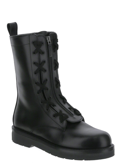 Shop Valentino Black Combat Boots