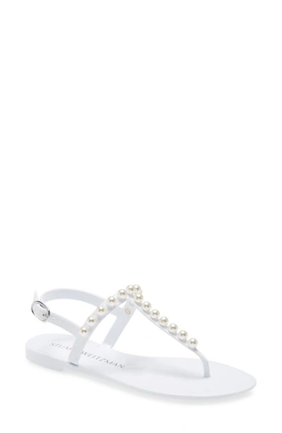 Shop Stuart Weitzman Goldie Jelly Sandal In White