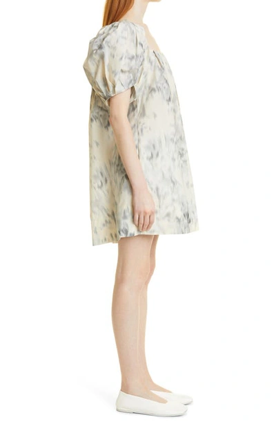 Rebecca Taylor Whisper Rose Tulip-sleeve Dress In Silver Combo