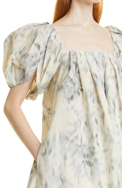 Rebecca Taylor Whisper Rose Tulip-sleeve Dress In Silver Combo