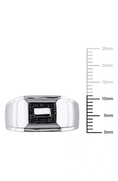 Delmar Sterling Silver Pavé Black Diamond Square Ring In Black