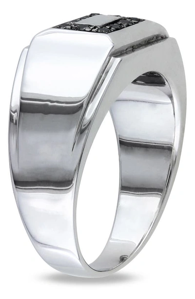 Delmar Sterling Silver Pavé Black Diamond Square Ring In Black
