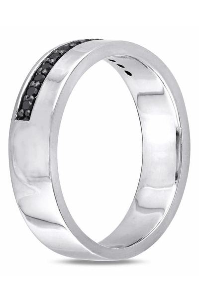 Delmar Sterling Silver Black Diamond Ring In Black